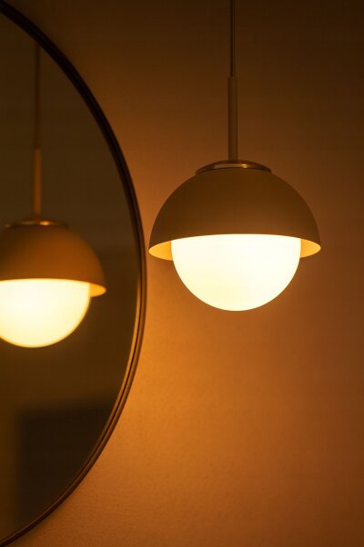 Pendelleuchte 2-flammig Glas Metall Beige E27 40 cm