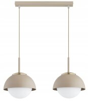 Pendelleuchte 2-flammig Glas Metall Beige E27 40 cm