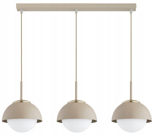 Hängelampe 3-flammig Glas Metall Beige E27 L:70 cm