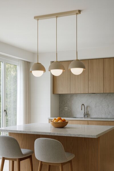 Hängelampe 3-flammig Glas Metall Beige E27 L:70 cm