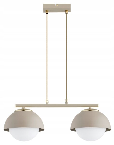Hängelampe 2-flammig Glas Metall Beige E27 L:50 cm