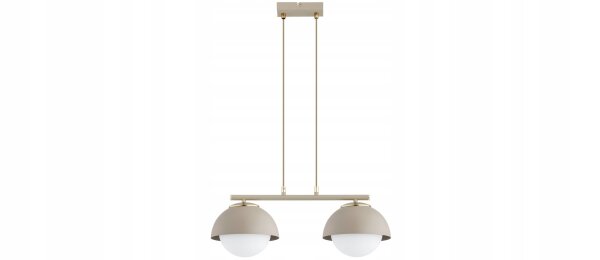 Hängelampe 2-flammig Glas Metall Beige E27 L:50 cm