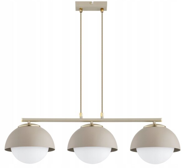 Hängelampe Glas Metall Beige 3-flammig E27 L:70 cm
