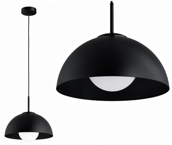 Pendelleuchte Glas Metall Schwarz E27 B:30 cm blendarm
