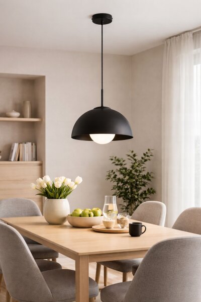 Pendelleuchte Glas Metall Schwarz E27 B:30 cm blendarm