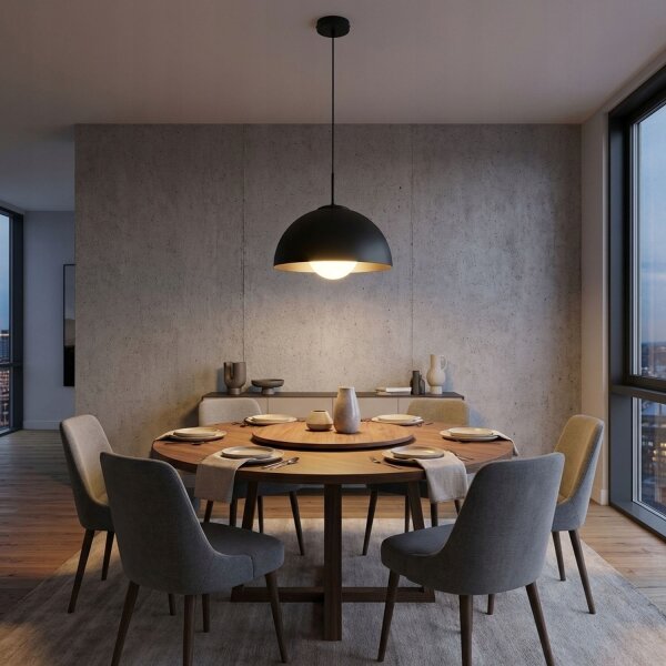 Pendelleuchte Glas Metall Schwarz E27 B:30 cm blendarm