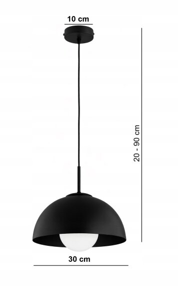Pendelleuchte Glas Metall Schwarz E27 B:30 cm blendarm