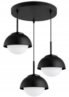 Hängelampe 3-flammig Glas Metall Schwarz E27 B:40 cm