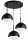 Hängelampe 3-flammig Glas Metall Schwarz E27 B:40 cm