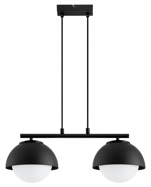 Hängelampe 2-flammig Glas Metall Schwarz E27 L:50 cm