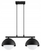 Hängelampe 2-flammig Glas Metall Schwarz E27 L:50 cm