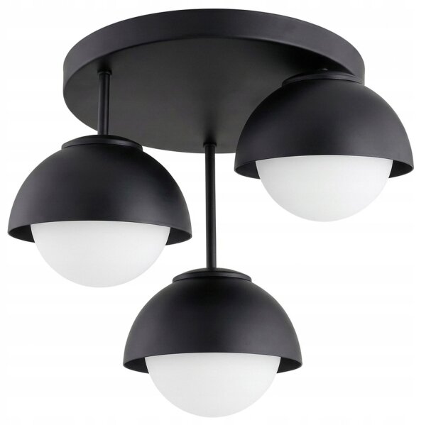 Deckenlampe 3-flammig Glas Metall Schwarz E27 B:30 cm