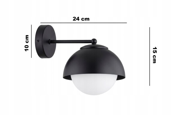 Wandlampe Glas Metall Schwarz blendarm E27 T:24 cm