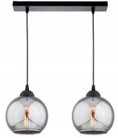 Hängelampe 2-flammig Rauchglas Schwarz E27 L:40 cm