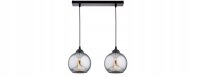 Hängelampe 2-flammig Rauchglas Schwarz E27 L:40 cm