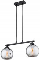 Hängelampe 2-flammig Rauchglas Schwarz E27 L:30 cm