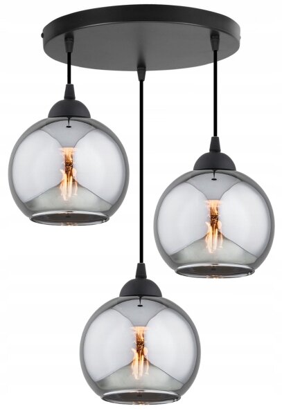 Pendelleuchte 3-flammig Rauchglas Schwarz E27 B:30 cm