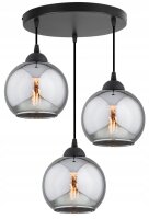 Pendelleuchte 3-flammig Rauchglas Schwarz E27 B:30 cm