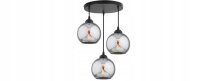 Pendelleuchte 3-flammig Rauchglas Schwarz E27 B:30 cm