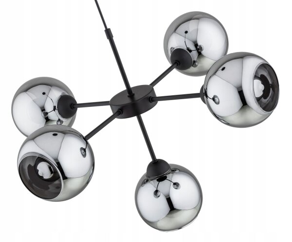Hängelampe 5-flammig Rauchglas Schwarz E27 B:60 cm