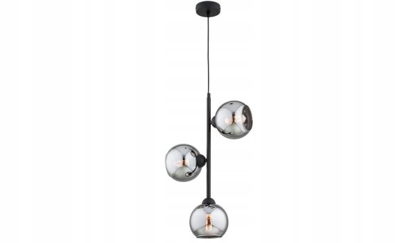 Hängelampe 3-flammig Rauchglas Schwarz E27 B:15 cm