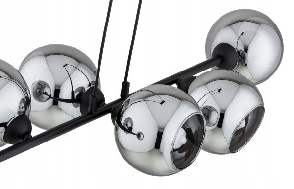 Pendelleuchte 4-flammig Rauchglas Schwarz E27 L:90 cm