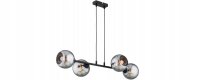 Pendelleuchte 4-flammig Rauchglas Schwarz E27 L:90 cm