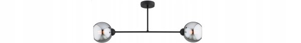 Deckenlampe 2-flammig Rauchglas Schwarz E27 L:60 cm