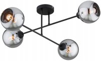 Deckenleuchte 4-flammig Rauchglas Metall E27 L:70 cm