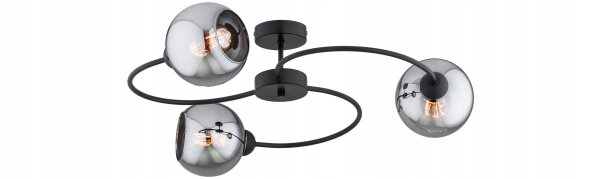 Deckenlampe Rauchglas Schwarz 3-flammig E27 L:70 cm