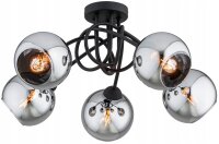 Deckenleuchte 5-flammig Rauchglas Schwarz E27 B:50 cm