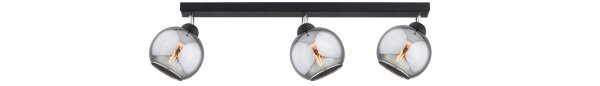 Deckenspot verstellbar 3-flammig Rauchglas E27 L:40 cm