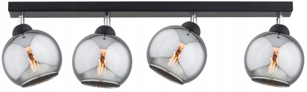 Deckenspot schwenkbar 4-flammig Rauchglas E27 L:60 cm