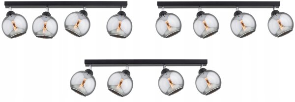 Deckenspot schwenkbar 4-flammig Rauchglas E27 L:60 cm