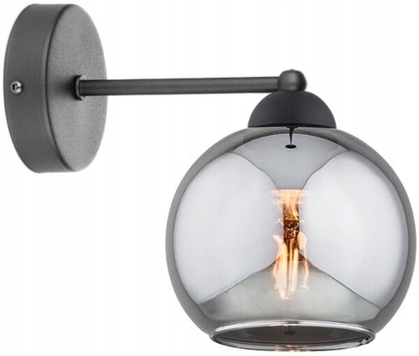 Wandleuchte Rauchglas Metall Schwarz E27 T:20 cm