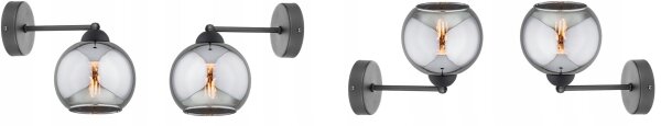 Wandleuchte Rauchglas Metall Schwarz E27 T:20 cm