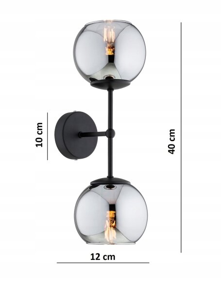 Wandleuchte Up Down 2-flammig Rauchglas E27 H:40 cm