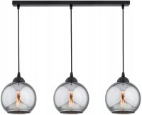 Hängelampe Rauchglas Schwarz 3-flammig E27 L:60 cm
