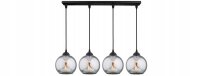 Hängelampe 4-flammig Rauchglas Kugel Schwarz E27 60 cm