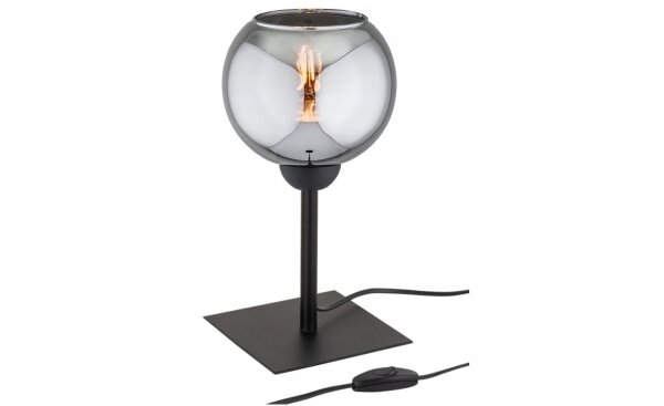 Tischleuchte Rauchglas Schwarz E27 H:30 cm blendarm