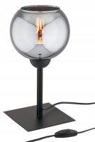 Tischleuchte Rauchglas Schwarz E27 H:30 cm blendarm