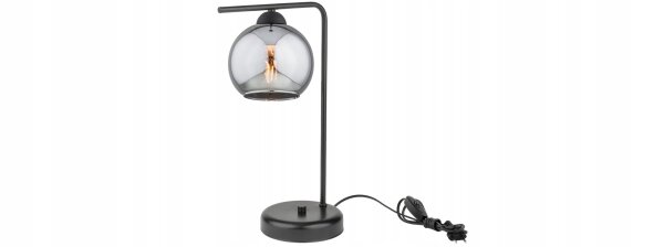 Tischleuchte Rauchglas Schwarz E27 H:30 cm elegant