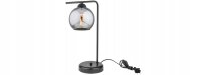 Tischleuchte Rauchglas Schwarz E27 H:30 cm elegant