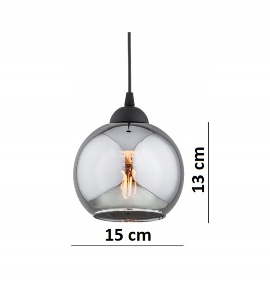 Deckenlampe 3-flammig Rauchglas Schwarz E27 L:80 cm