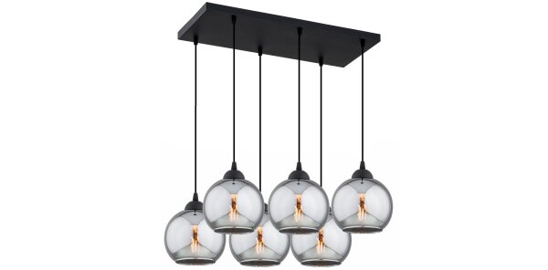 Hängelampe 6-flammig Rauchglas Schwarz E27 L:60 cm