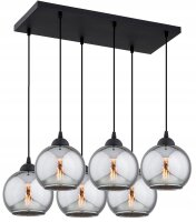 Hängelampe 6-flammig Rauchglas Schwarz E27 L:60 cm