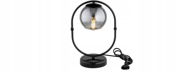 Tischleuchte Rauchglas Metall Schwarz E27 35 cm Modern