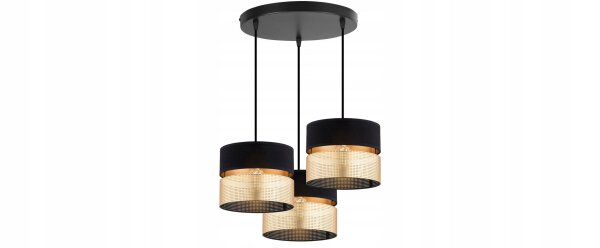 Pendelleuchte 3-flammig Schwarz Gold Modern E27 B:45 cm