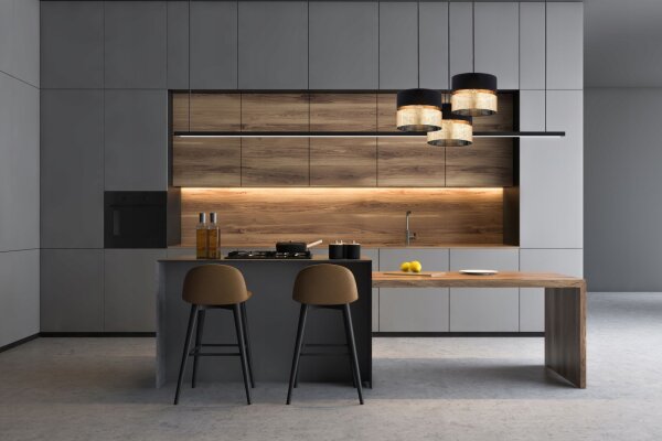 Pendelleuchte 3-flammig Schwarz Gold Modern E27 B:45 cm