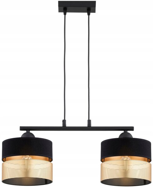 Pendelleuchte Schwarz Gold 2-flammig E27 L:50 cm Modern